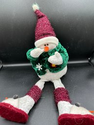 Adorable Snowman Mantle Sitting Stuffed Animal - Great Winter Decor