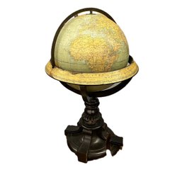 Vintage World Globe On A Heavy Wooden Stand - A Great Weekend Project!