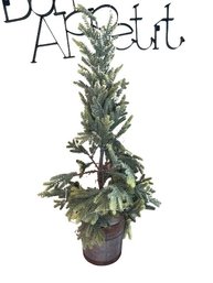 2 Ft Tall Faux Christmas Tree In Metal Planter