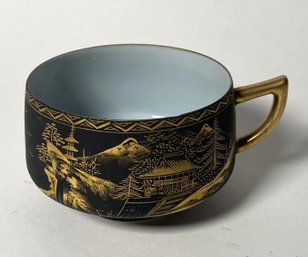 Matte Black And Gold Japanese Cup