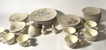 53 Piece Red Wing Hand Painted Dove Dinner Set