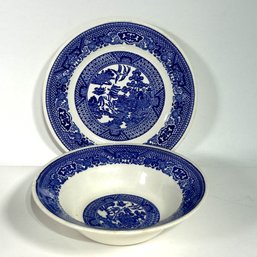 A Blue & White Plate And Bowl Set - Beautiful!