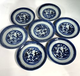 Set Of 9 Six Inch Canton Chinese Export Plates