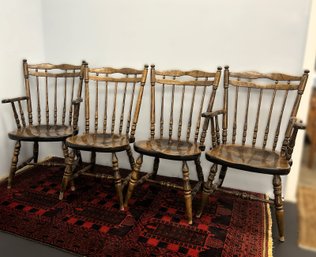 Set Of 4 Gorgeous Nichols & Stone Dining Chairs, Solid Hardwood With Lots Of Details!