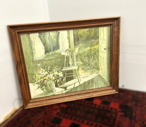 Vintage Carolyn Blish Watercolor Print, Framed