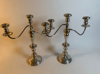 Pair Of Adjustable Weighted Sterling Candle Stick Holders