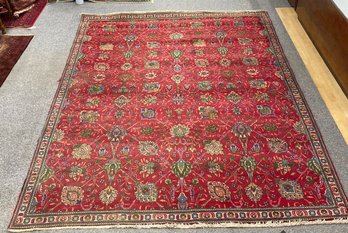 Beautiful Vintage Hand Knotted Red Rug With Great Design