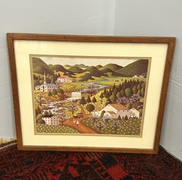 Gorgeous Charles Wysocki Countryside Print, Framed & Matted