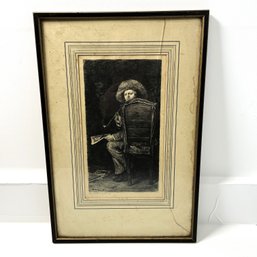 Antique Etching William Unger After William Merritt Chase Depicting A Portrait Of Frank Duveneck
