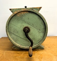 A Fabulous Antique Wooden Butter Churn With Original Green Paint