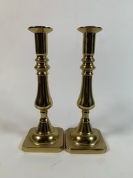 Pair Of Tall Brass Candle Stick Holders