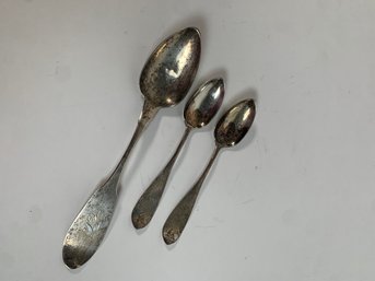 Set Of 3 Silver Plated Vintage Spoons