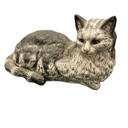 Clay Pottery Cat Figurine Statue - Has Damage
