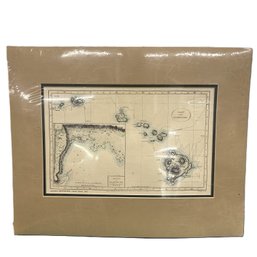 Hand Colored, Offset Reproduction Of 1784 Chart Of The Sandwich Islands Map, Matted - 1st Map Of Hawaii