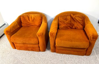 Pair Of Vintage Orange Lounge Chairs