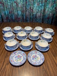 Set Of Minton's Soup Cups And Saucers