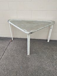 Outdoor Triangle Metal Table With Glass Top
