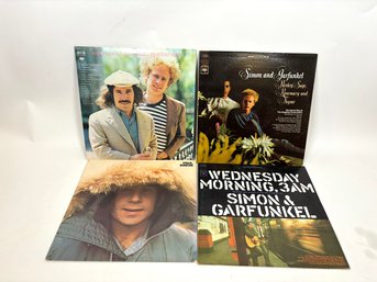 Set Of 4 Vinyl Records: 3 Simon & Garfunkel, 1 Paul Simon S/T Album