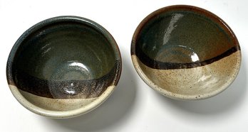 Pair Of Studio Pottery Bowls, Artist Signed 6' Wide 3' Tall