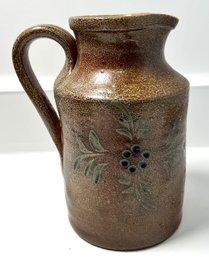 Brown Studio Pottery Pitcher With Berry Design