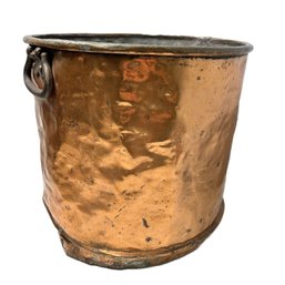 Very Unusual Antique Copper Coated Bin Bucket, 12inches Tall With Colander Like Base - Perfect Planter!