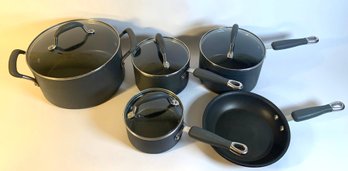 Set Of 5 Kitchen-aid Sauce Pots And Pan