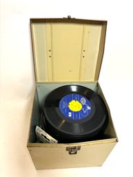 Tin Box Full Of 45 Vinyl Records