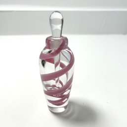 John Burchetta Pink Swirl Art Glass Perfume Bottle With Stopper