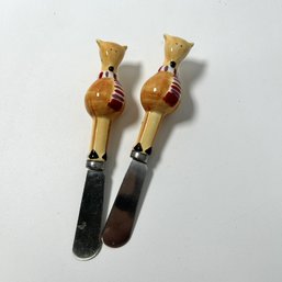 Pair Of Adorable Reindeer Themed Cheese Knives