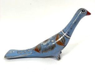 Blue Hand Painted Ceramic Bird Mexican Earthenware
