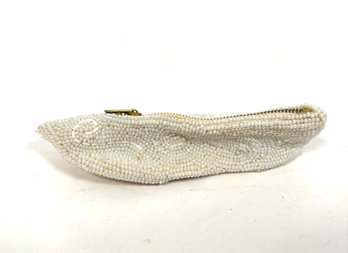 Miniature Vintage Hand Beaded Shoe Shaped Coin Purse Made In Japan