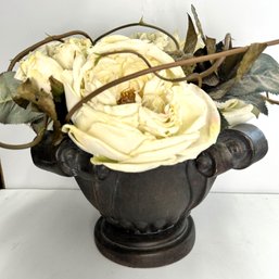Faux Flower Arrangement In A Ceramic Painted Urn