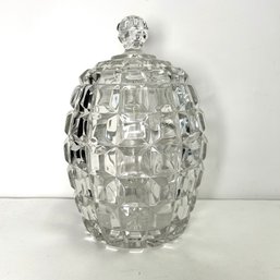 Lidded Cut Glass Geometric Style Jar