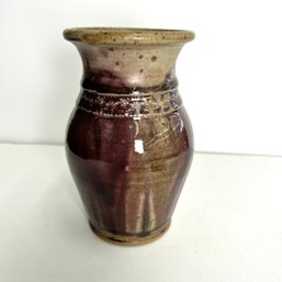 Signed Studio Pottery Vase, Painted & Glazed