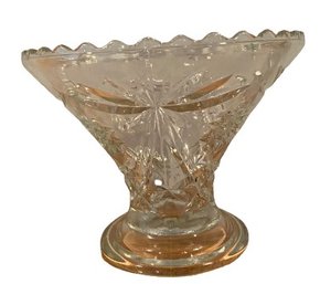Beautiful Clear Glass Footed Anchor Hocking Star Of David Bowl
