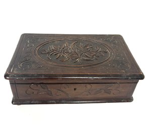 Antique Wooden Music Box Jewelry Box Needs Repair