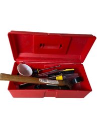 Plastic Toolbox With Great Assortment Of Tools & Screwdrivers