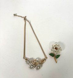 Vintage Trifari Necklace And Broach Set