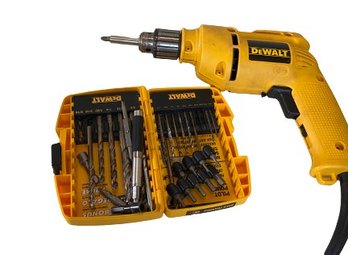 Dewalt DW101 3/8 Inch VSR Corded Drill & Case Of Drill Bits
