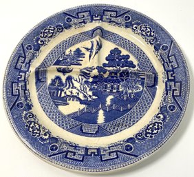 Antique Ridgway England, Hotel Ware Blue Willow, 10.5in Divided Plate