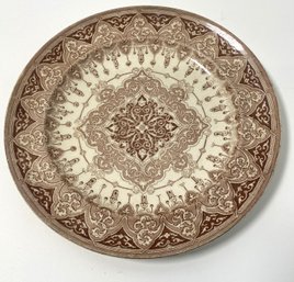 Antique Brown And White Stoneware Trent Plate
