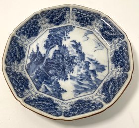 Antique Blue And White Japanese Deep Dish With Great Design
