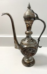 Antique Silver And Copper Ewer Pitcher Likely Turkish. Very Neat Piece