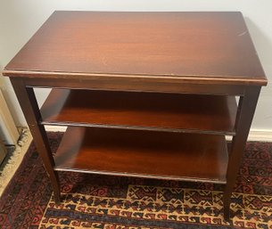 Vintage Mahogany Side Table With 2 Shelves Underneath