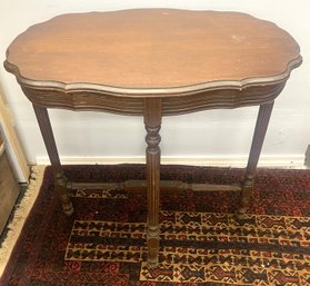 Vintage Wooden Side Table With Cut Out Design Top