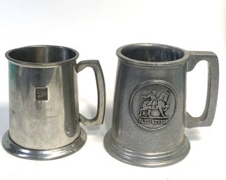 A Pair Of Vintage Pewter Mugs - RWP Paul Revere & Leonard English Pewter