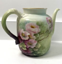 A Beautiful Antique Haviland & Co Limoges Floral Decorated Tea Pot, Missing Lid