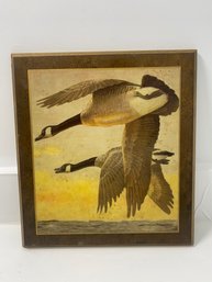 Canadian Geese Painting By G. Tyng, Framed