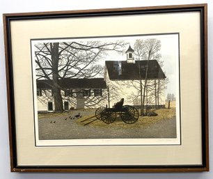 Limited Edition Artist Signed Print Of A Colonial House With Carriage Framed And Matted