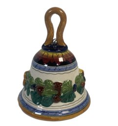 Hand Painted Italian Pottery Bell, Made In Italy, Signed